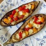 aubergine farcie végétarienne tomates mozzarella