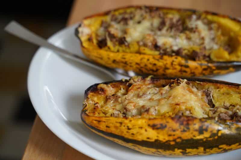 Courge spaghetti farcie à la viande hachée