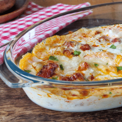 Gratin de crevettes au chorizo