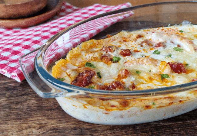 Gratin de crevettes au chorizo