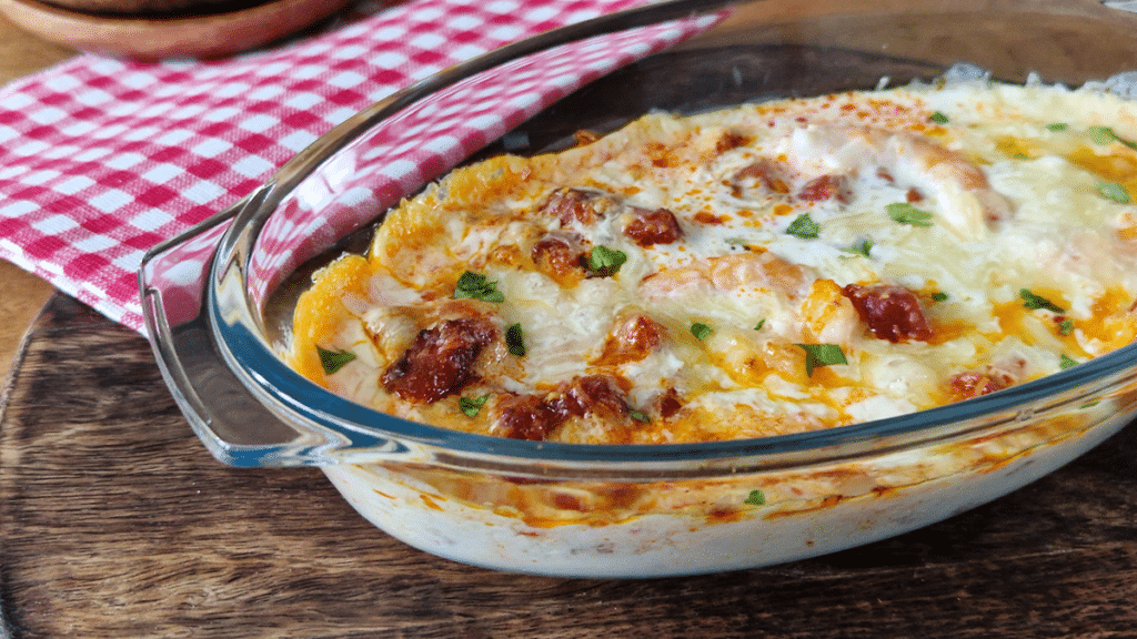 mini gratin de crevettes au chorizo