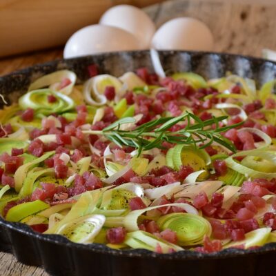 Tarte aux poireaux et lardons