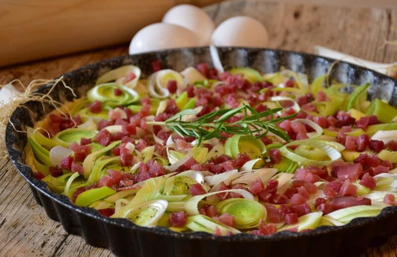 Tarte aux poireaux et lardons